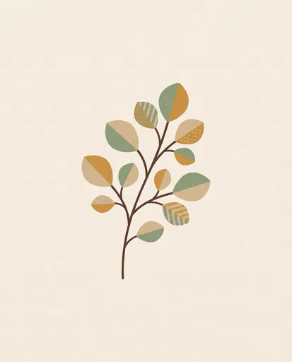 Mid-Century Modern Autumn Branch Illustration