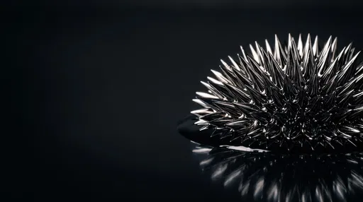 Glossy Ferrofluid Spikes on Black Surface