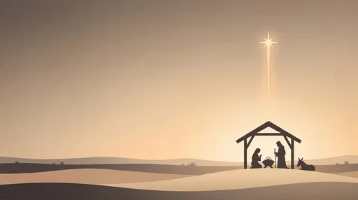 Minimalist Desert Nativity Scene Illustration