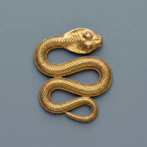 Ancient Gold Coiled Serpent Talisman