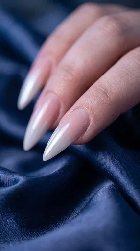Glazed Pink and White Stiletto Nails