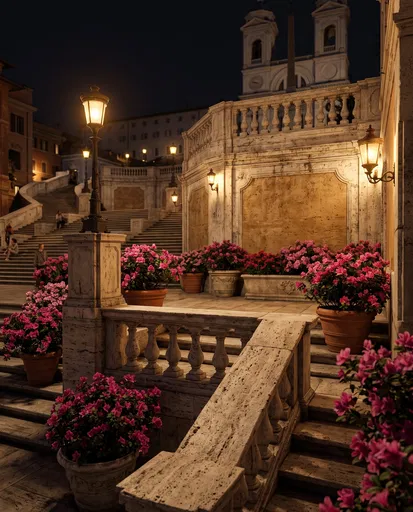 Spanish Steps in Rome at Night