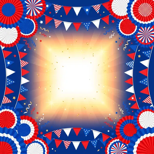 Patriotic Bunting and Paper Fan Frame