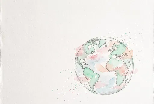 Pastel Watercolor and Ink Planet Earth