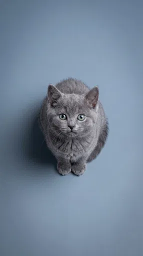 Overhead Studio Portrait of Grey Kitten