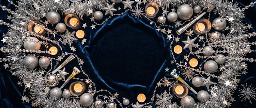 Festive Silver Decor on Blue Velvet