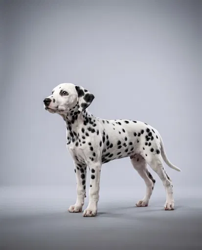 Dalmatian Puppy Standing in Studio Profile