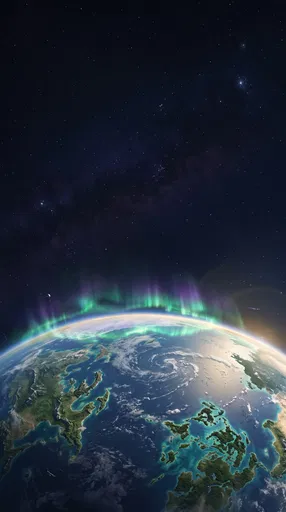 Orbital View of Planet with Aurora