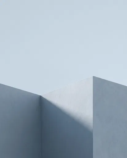 Minimalist Blue Architectural Corner With Shadow