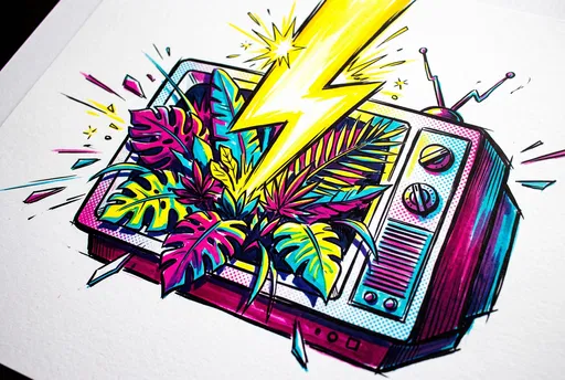 Pop Art Retro TV Marker Drawing