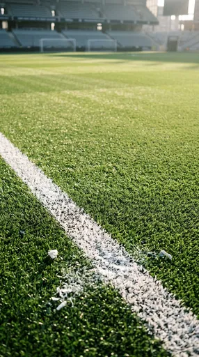 Sunlit Stadium Turf With White Line