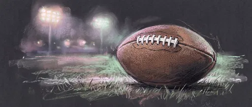Pastel Drawing of Football at Night