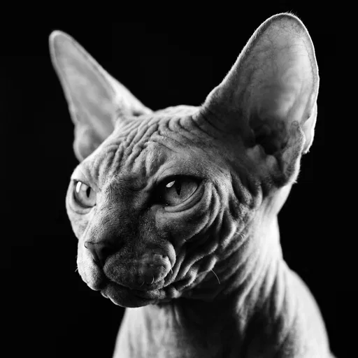 Black and White Sphynx Cat Portrait
