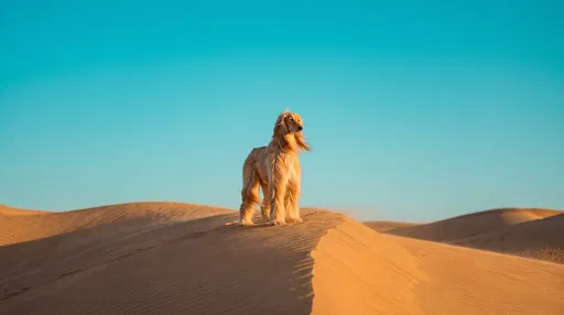 Golden Afghan Hound on Desert Dune