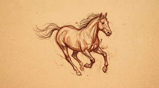 Sanguine Sketch of Galloping Horse