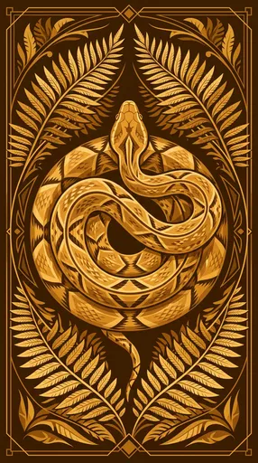 Golden Ornamental Coiled Viper Illustration