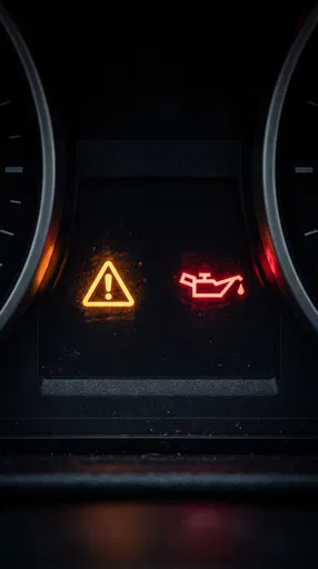 Car Dashboard Warning and Oil Lights