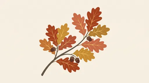 Autumn Oak Branch Vector Illustration