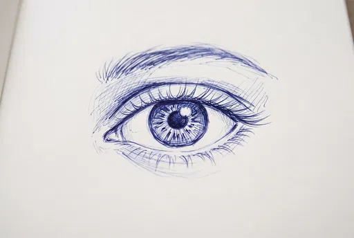 Blue Ballpoint Pen Sketch of an Eye
