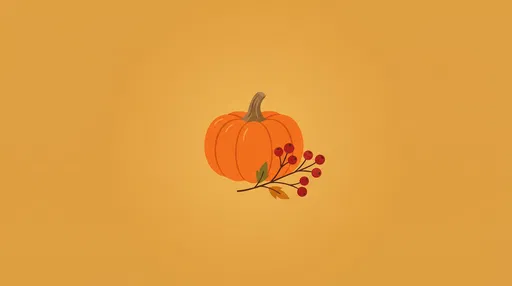 Minimalist Pumpkin and Autumn Berries Illustration