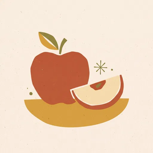 Mid-Century Modern Stylized Apple Illustration
