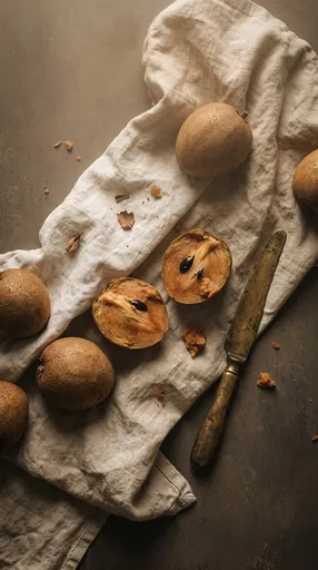 Rustic Sapodilla Fruit Flat Lay