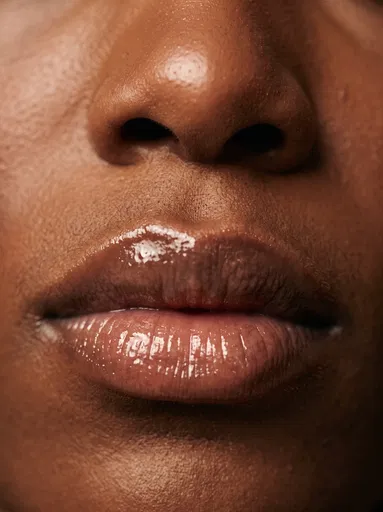 Macro Portrait of Glossy Lips