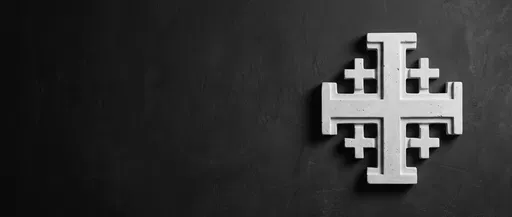 White Plaster Jerusalem Cross on Dark Wall