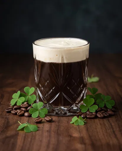 Irish Coffee with Shamrocks and Beans