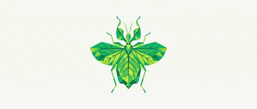 Geometric Green Leaf Insect Illustration