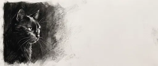 Charcoal Drawing of Black Cat
