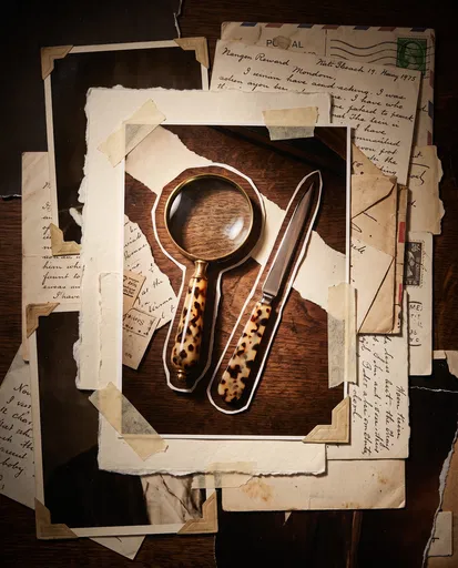 Tortoiseshell Magnifying Glass and Letter Opener Collage