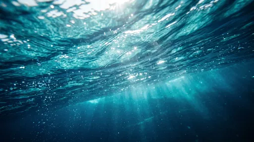 Underwater View of Turquoise Ocean Surface