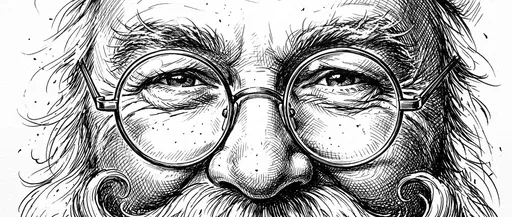 Black Ink Drawing of Santa Claus Eyes
