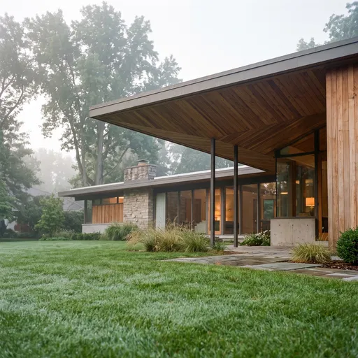 Mid-Century Modern Home in Morning Mist