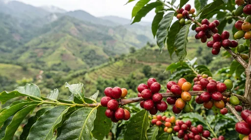 Ripe Coffee Cherries on Mountain Branch