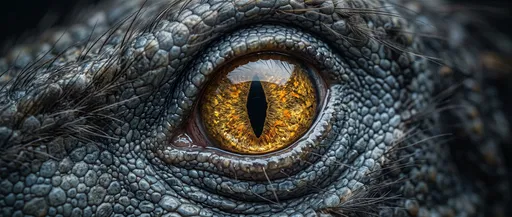 Macro Close-Up of Golden Dinosaur Eye