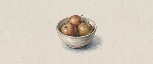 Colored Pencil Bowl of Three Apples