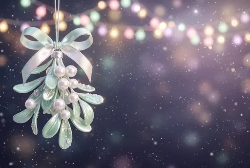 Pastel Mint Mistletoe Ornament Background
