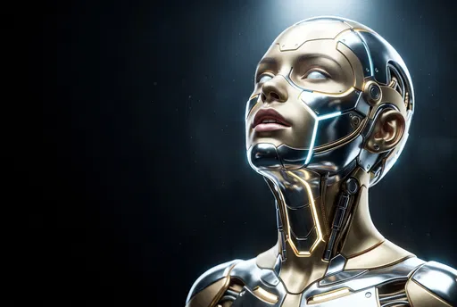 Futuristic Gold and Chrome Android Portrait