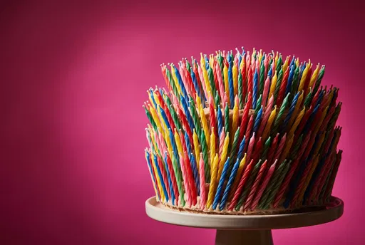 Birthday Cake Covered in Many Candles