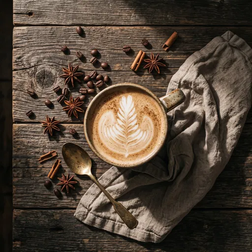 Rustic Spiced Latte Flat Lay