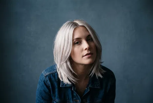Woman With Platinum Blonde Bob Portrait