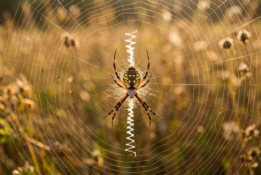 Black and Yellow Argiope Spider in Web