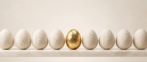 Row of Cream and Gold Easter Eggs
