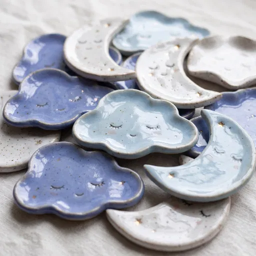 Handmade Ceramic Cloud and Moon Dishes