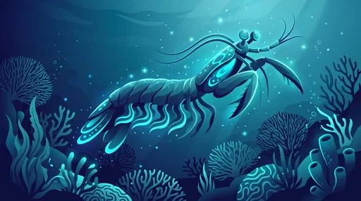Bioluminescent Mantis Shrimp Over Coral Reef