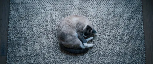 Sleeping Snowshoe Cat on Wool Rug