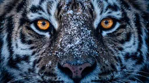 Close-Up of Snow-Dusted Siberian Tiger Eyes