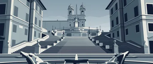 Minimalist Illustration of Spanish Steps Rome